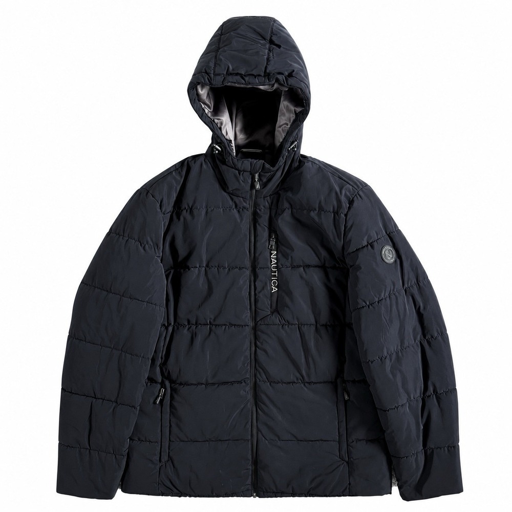 Nautica Insulated Winter Jacket Coat Mens M Navy Full Zip Minimal Utility Winter